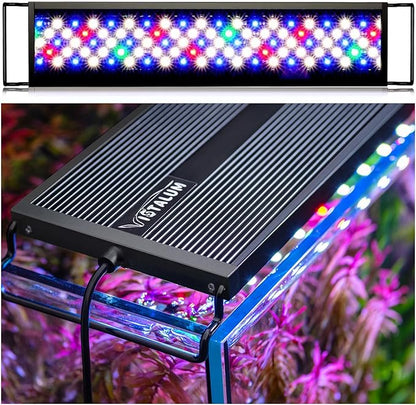 led Aquarium Light,Sunrise/Daylight/Moonlight, DIY Mode, Adjustable Timer/Color Temperature/Brightness, Full Spectrum, Aluminum Alloy Fish Tank Light for 12-54 inch VISTALUM