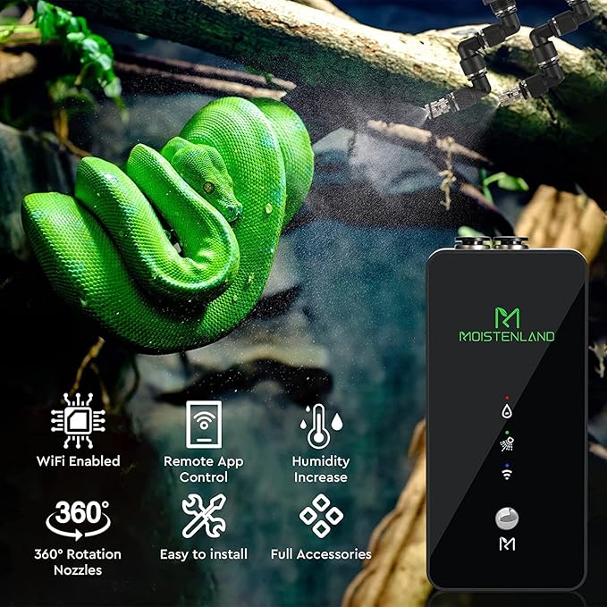 Moistenland WiFi Enabled Reptile Mister for Reptile Terrariums, Reptile Misting System for Snake Ball Python Tortoise Lizard Aquarium Moistenland