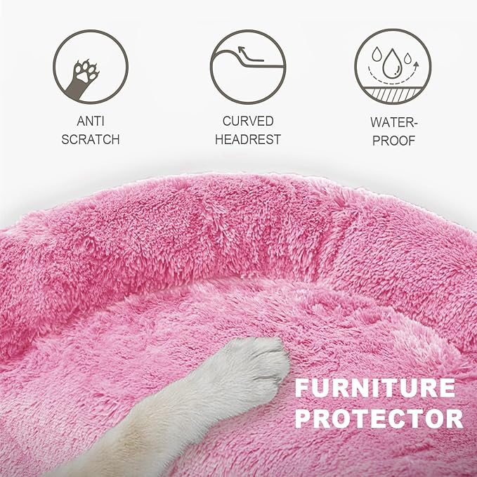 Tinaco Luxurious Calming Dogs/Cats Bed Mats, Washable Removable Couch Cover, Plush Long Fur Mat for Pets, Waterproof Lining, Perfect for Small, Medium and Large Dogs and Cats (Pink, M) - PAWPICO