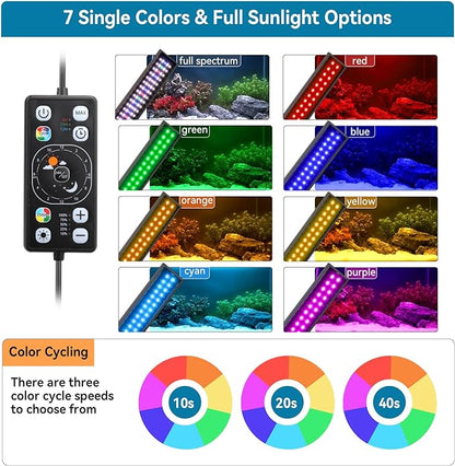hygger Aquarium LED Light Fish Tank Full Spectrum Lighting with 24/7 Day-Night Cycle Mode & Auto On/Off Timer, 7 Colors Options, Dimmable, Extendable Bracket for 24~30in Freshwater Tank hygger