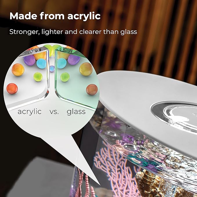 biOrb Loop 15 Acrylic 4-Gallon Aquarium with Multi-Color Remote-Controlled LED Lights Modern Compact Tank for Tabletop or Desktop Display, White-Trimmed Tank biOrb