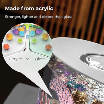 biOrb Loop 15 Acrylic 4-Gallon Aquarium with Multi-Color Remote-Controlled LED Lights Modern Compact Tank for Tabletop or Desktop Display, White-Trimmed Tank biOrb