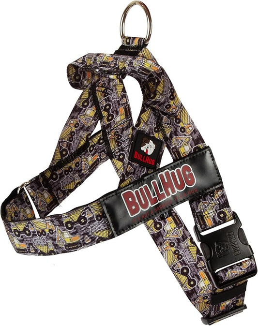 BULLHUG Harness – Made for Larger Chested Dogs Like English Bulldogs, French Bulldogs, Pugs & More. Stops Dogs from Pulling & Choking on Walks (Tonka Trucks, Large) BULLHUG