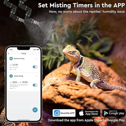Moistenland WiFi Enabled Reptile Mister for Terrariums, Reptile Misting System for Snake Ball Python Tortoise Lizard Aquarium with 2 Adjustable Misting Nozzles Moistenland