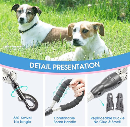 BAAPET 2/4/5/6 FT Dog Leash with Comfortable Padded Handle and Highly Reflective Threads for Small Medium and Large Dogs (5FT-1/2'', Silver) BAAPET