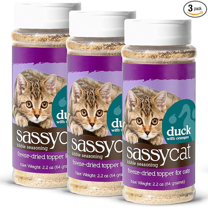 Herbsmith Sassy Cat Kibble Seasoning – Freeze Dried Duck – Cat Food Topper for Picky Eaters – Duck [Bundle x3] - PAWPICO