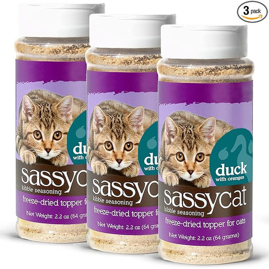 Herbsmith Sassy Cat Kibble Seasoning – Freeze Dried Duck – Cat Food Topper for Picky Eaters – Duck [Bundle x3] - PAWPICO