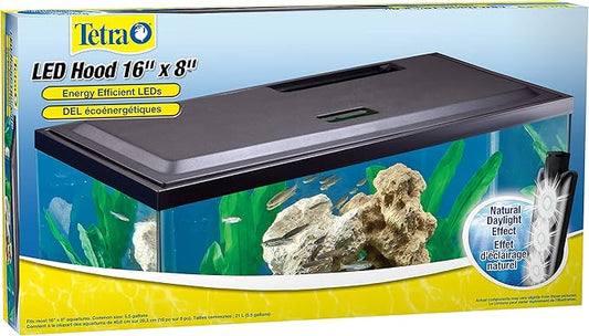 Tetra LED Hood Cotton 16 Inches by 8 Inches, Low-Profile Aquarium Hood with Hidden Lighting Tetra