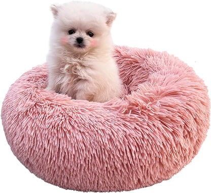 Pink Puppy Bed 15 Inch Washable, Donut Soft Small Pet Bed,Calming Anti Anxiety Round Fits up to 5 lbs Warm Comfort Pets Beds for Puppy Dogs Indoor… - PAWPICO