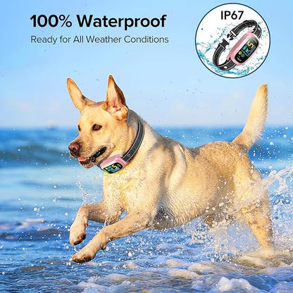 Dog Bark Collar, Rechargeable Smart Collar, Anti Barking Training Collar with 5 Adjustable Sensitivity Beep Vibration, Bark Collar for Large Medium Small Dogs (Pink) FAFAFROG
