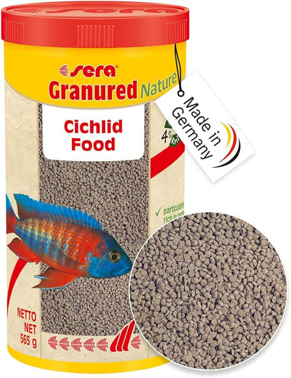 sera Granured Nature 33,8 fl oz | Premium Cichlid Food for Carnivores & Omnivores | High Protein, Omega Fatty Acids | with Krill for Vibrant Colors | Slow-Sinking, No Artificial Additives Sera