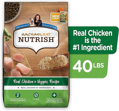 Rachael Ray Nutrish Premium Natural Dry Dog Food, Real Chicken & Veggies Recipe, 40 Pounds (Packaging May Vary) - PAWPICO