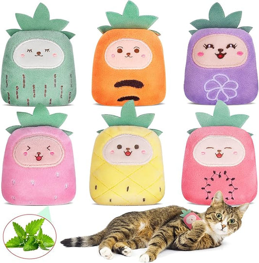 Catnip Toys, Catnip Toys for Cats, Cat Toys with Catnip, Cat Toys for Indoor Cats Kittens, Cat Chew Toy, Cat Pillow Toys for Teeth Cleaning Playing, 6 Pack - PAWPICO