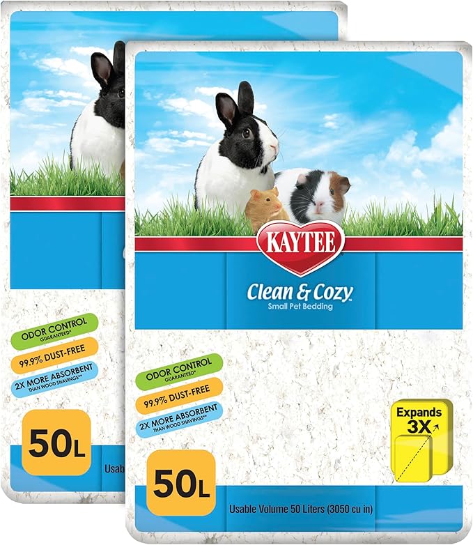 Kaytee Clean & Cozy White Paper Bedding, Made for Small Animals, 100 Liters, Pack of 2 Kaytee