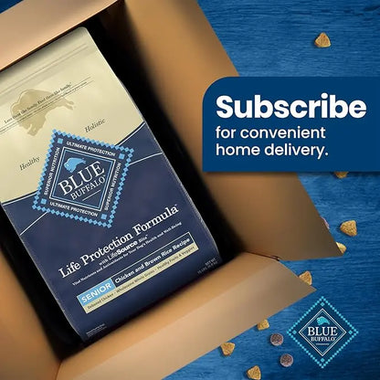 Blue Buffalo Life Protection Formula Senior Dry Dog Food, Supports Joint Health and Mobility, Made with Natural Ingredients, Chicken & Brown Rice Recipe, 15-lb. Bag - PAWPICO