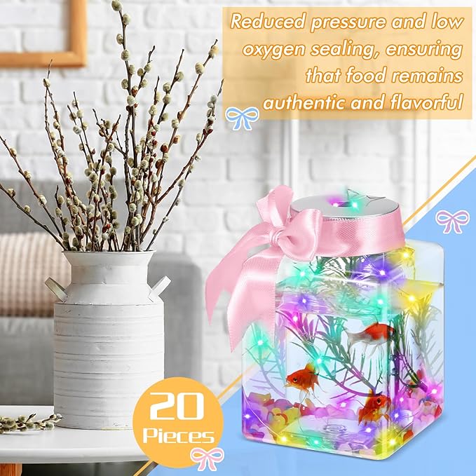 Domensi 20 Pcs 17oz LED Plastic Fish Bowls Plastic Ivy Bowls 3'' Glowing Plastic Vases Unbreakable Plastic Fish Tank Clear Shatterproof Fishbowl Plastic Aquarium for Carnival Game Accessory Home Party Domensi