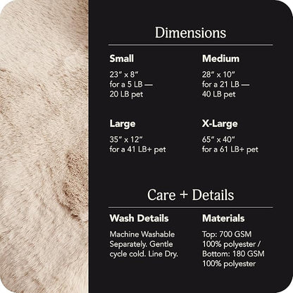 UnHide Floof Pet Bed - XL (40"x14") - Extra Soft Dog Bed - Removable Faux Fur Cover - Machine Washable - Helps Ease Pet Anxiety & Provides The Perfect Sleep, Beige - PAWPICO