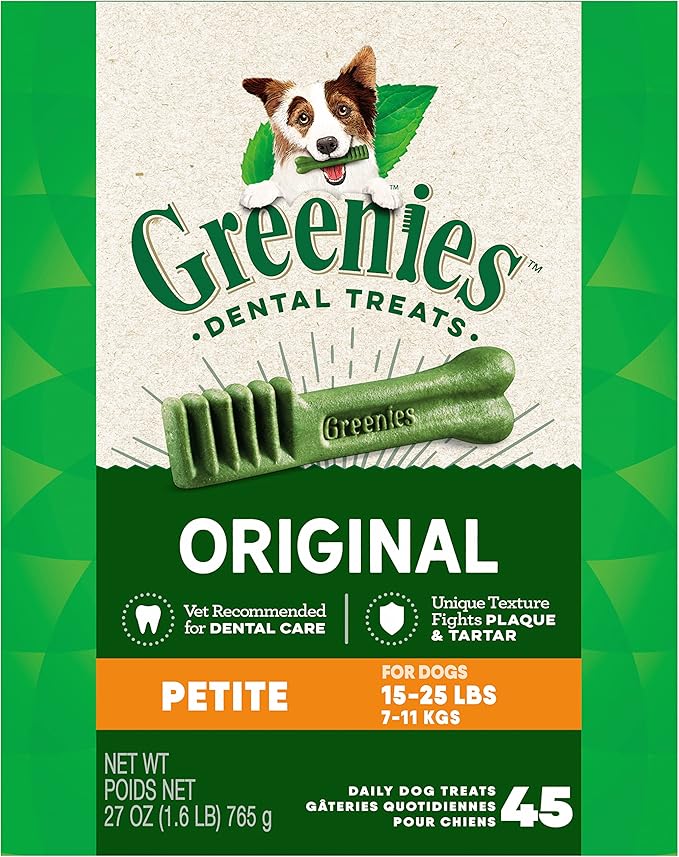 Greenies Original Petite Natural Dental Care Dog Treats, 27 oz. Pack (45 Treats) - PAWPICO