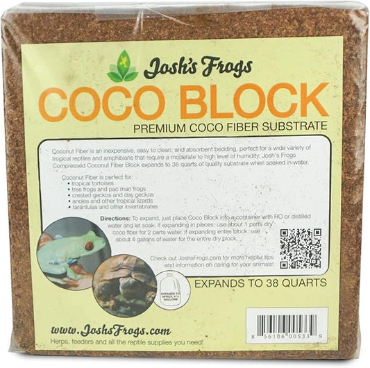 Josh's Frogs Coco Block Fine Coco Fiber (5 kg/38 quarts) JoshsFrogs