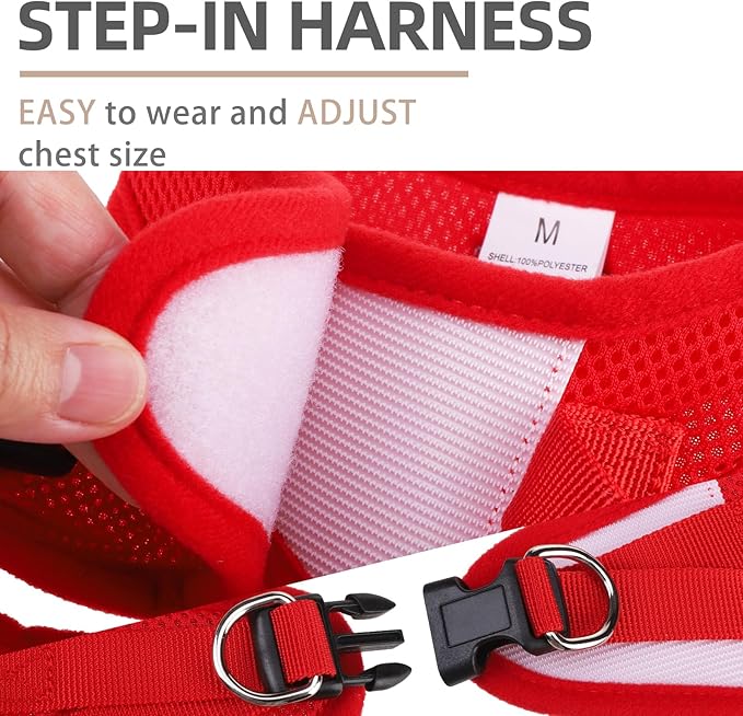 PUPTECK Adjustable Dog Harness Collar and Leash Set Step in No Pull Pet Harness for Small Medium Dogs Puppy and Cats Outdoor Walking Running, Soft Mesh Padded Reflective Vest Harnesses PUPTECK