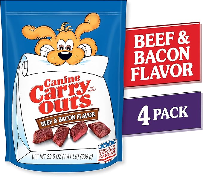 Canine Carry Outs Dog Treats, Beef & Bacon Flavor, 22.5 Ounce (Pack of 4) - PAWPICO