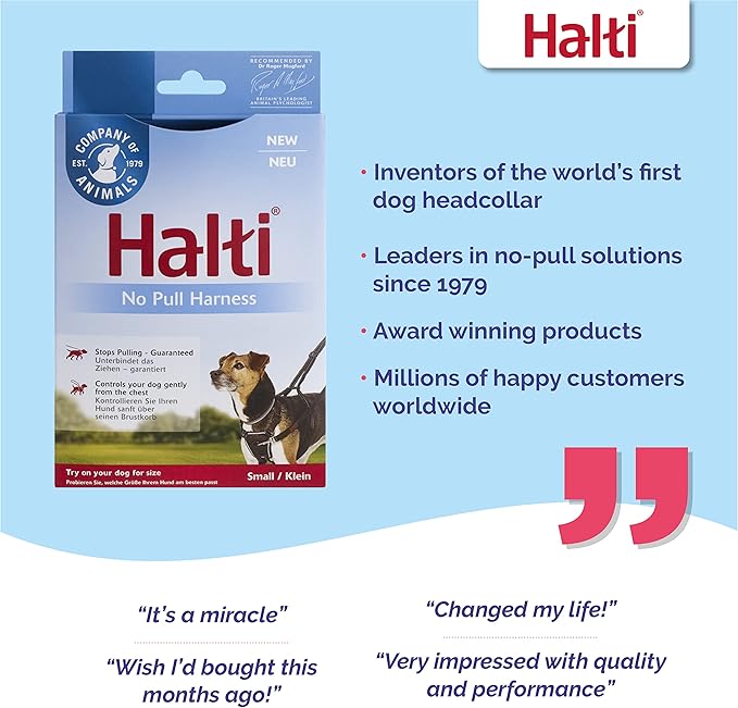 HALTI No Pull Harness - To Stop Your Dog Pulling on the Leash. Adjustable, Lightweight and Easy to Use. Reflective Dog Training Harness for Small Dogs (Size S) CompanyofAnimals