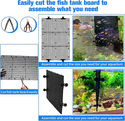 8pcs Fish Tank Divider with 10 pcs Suction Cups DIY Adjustable Aquarium Divider Filter Bottom Fish Tank Isolation Board Egg Crate Weramics