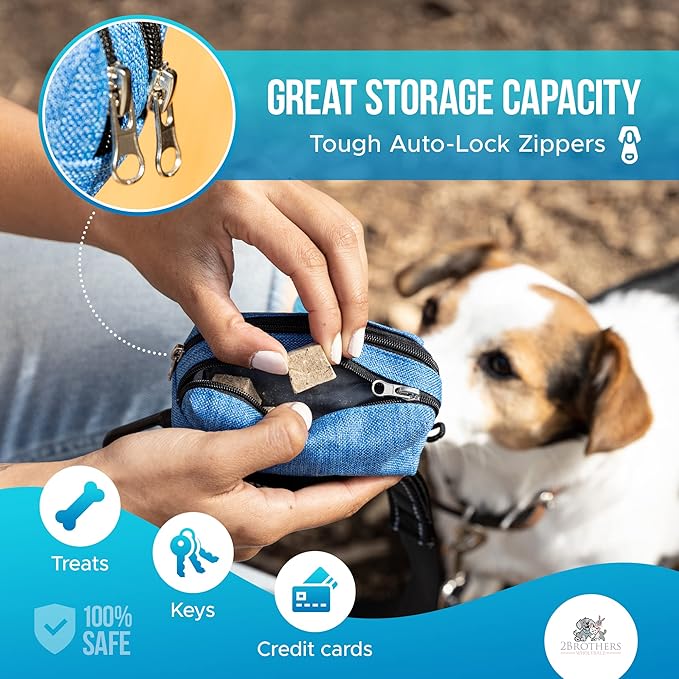 Premium Dog Poop Bag Holder for Leash - Convenient Dog Poop Bag Dispenser with Durable Design - Stylish Accessory for Easy Cleanup - Ideal for Dogs, Puppies, and Outdoor Walks - Blue - PAWPICO