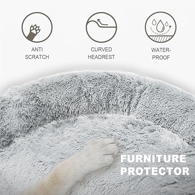Tinaco Luxurious Calming Dogs/Cats Bed Mats, Washable Removable Couch Cover, Plush Long Fur Mat for Pets, Waterproof Lining, Perfect for Small, Medium and Large Dogs and Cats (Gradient Gray, M) - PAWPICO