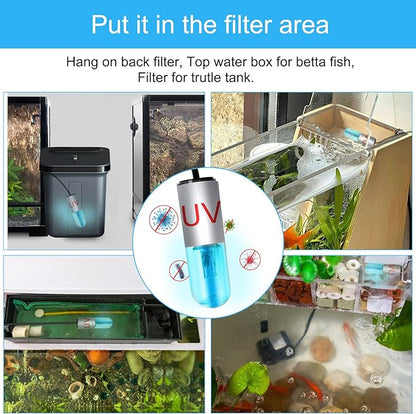 Aquarium Clean Light，3 W Mini Submersible Algae Removal Light with Timer,Aquarium Water Clean Green Clear Waterproof Clean Light for Pond,Swimming Pool AquariumPetsFishMonopoly