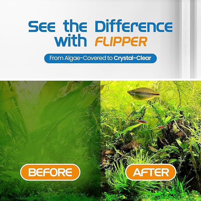 FL!PPER Flipper Platinum Aquarium Algae Scraper (10” Rigid Shaft) - Aquarium Glass Cleaner Tool with Serrated Blade - Algae Remover for Fish Tank Scraper for Glass Aquariums and Acrylic Tanks FLPPER