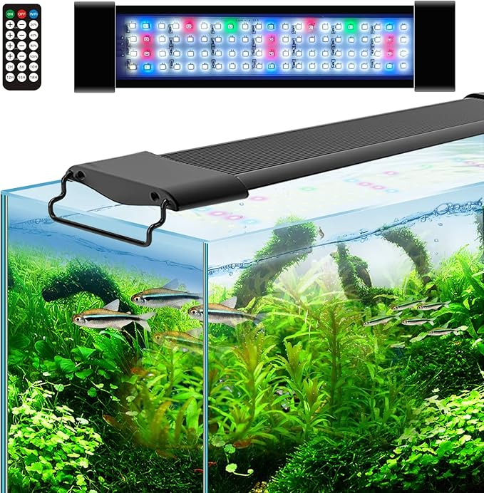 Lominie 48W Aquarium Lights,87-110CM Fish Tank LED Light Bar,Full Spectrum Aquarium Plant Light with Timer for Refugium Algae Fish Tank, IP68 Waterproof (Freshwater/36-46IN) Lominie