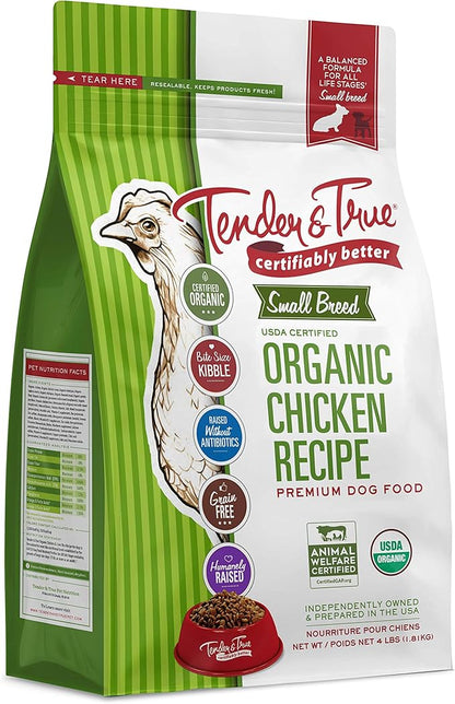 Tender & True Pet Nutrition Small Breed Organic Chicken Recipe Dog Food, 4 lb (46003) - PAWPICO