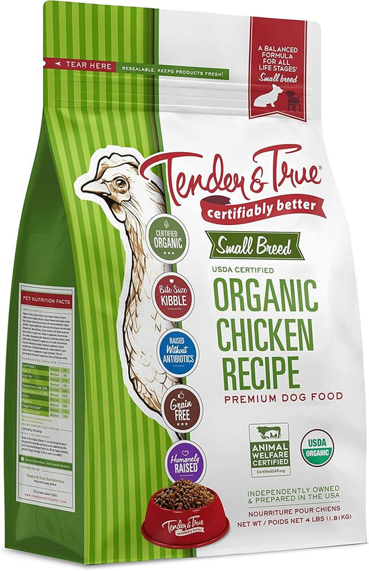 Tender & True Pet Nutrition Small Breed Organic Chicken Recipe Dog Food, 4 lb (46003) - PAWPICO