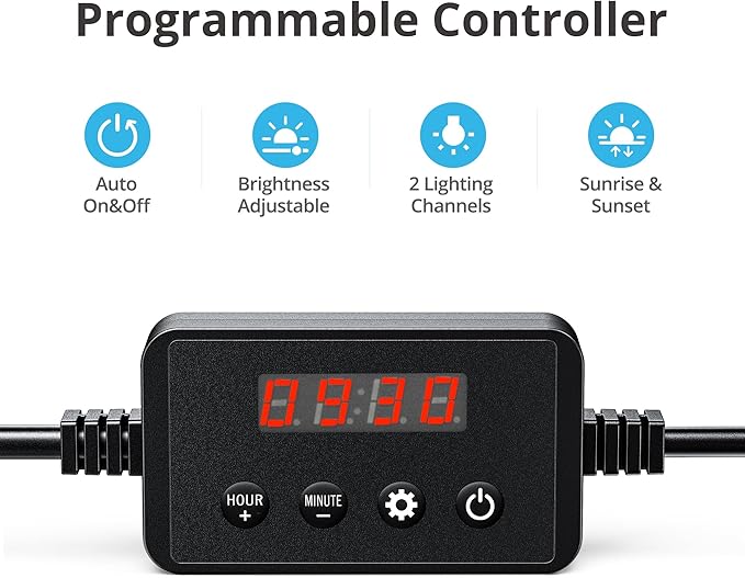 NICREW ClassicLED Plus LED Aquarium Light with Timer, 10 Watts, for 12 to 18 Inch Fish Tank Light, Daylight and Moonlight Cycle, Brightness Adjustable NICREW