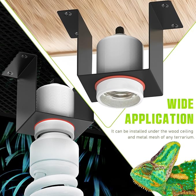 Reptile Ceramic Socket, Heat Lamp Holder for Terrariums and Vivariums, Gecko Lizard Heat Lamp Bracket Light Fixture, Bulb Not Included Trakem