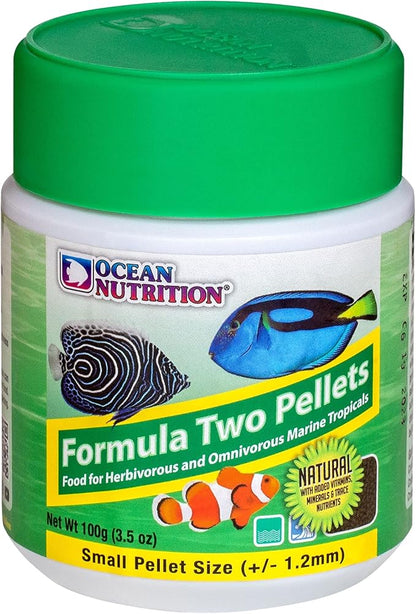 Ocean Nutrition Formula Two Pellets - Fish Food for Herbivorous & Omnivorous Marine Tropical Fish, High Protein(40%) - 3.5 oz (100 g) Small Pellets OceanNutrition