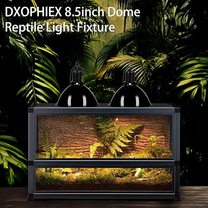 8.5inch Dome Reptile Heat Lamp Reptile Light Fixture UVB Reptile Light Fixture Max 150W for Bearded Dragon, Turtles, Snake and Lizard Terrarium DXOPHIEX