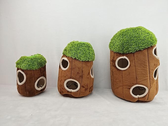 Raccoon in Tree Hide and Seek Dog Toy for Small and Medium Size Dogs, Plush Raccoon Inside Trunk Dog Toy with Squeaker, Interactive Burrow Dog Toy (Tree with Raccoons, Small) - PAWPICO