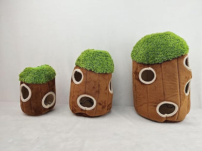 Raccoon in Tree Hide and Seek Dog Toy for Small and Medium Size Dogs, Plush Raccoon Inside Trunk Dog Toy with Squeaker, Interactive Burrow Dog Toy (Tree with Raccoons, Small) - PAWPICO