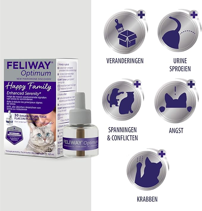 Feliway Optimum Refill, The Best Solution to Ease cat Anxiety, cat Conflict and Stress in The Home Feliway%C2%AE