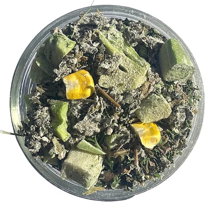 Snout and Shell Farm and Meadow Hermit Crab Food - Green Blend Diet of Dandelion Leaf, Cilantro, Raspberry Leaf, Broccoli, Corn - Eco Animal Pet Snack Treat for Protein & Nutrients | 39g SNOUTANDSHELL