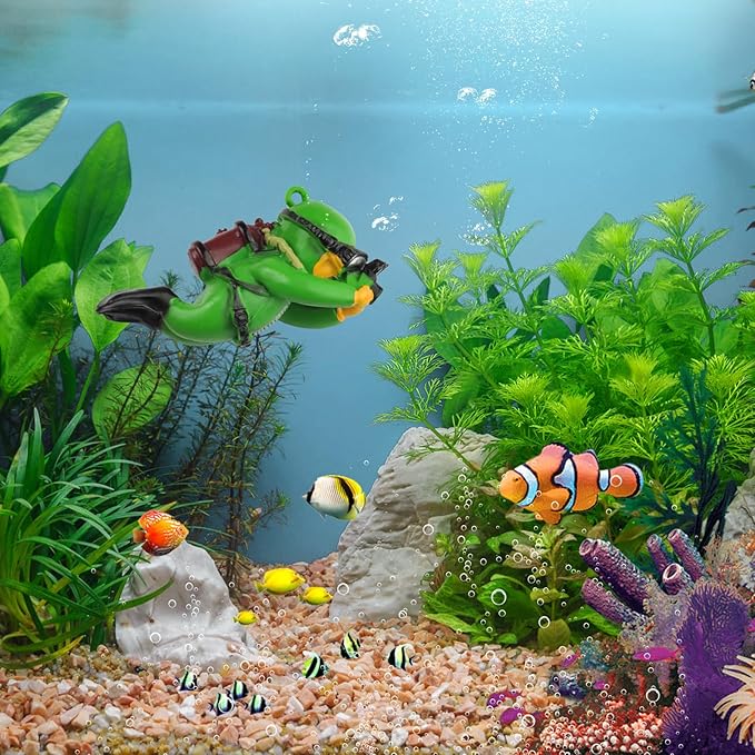 onesimcr Floating Fish Tank Decorations, Aquarium Decorations, Lovely Diver Fish Tank Decorations, Floating Device Fish Tank Accessories，Suitable for All Kinds of Fish Tanks(Dark Green)… onesimcr