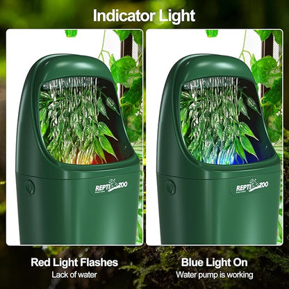 REPTIZOO Reptile Water Dispenser Automatic Chameleon Drinking Fountain with Indicator Light, Reptile Terrarium Decor Water Dripper for Reptiles, Chameleon, Lizard, Gecko Amphibians REPTIZOO
