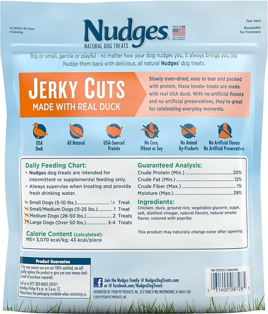 Blue Buffalo Nudges Jerky Cuts Natural Dog Treats, Chicken and Duck, 36oz - PAWPICO