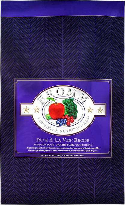 Fromm Four-Star Nutritionals Duck A La Veg Dog Food - Premium Dry Dog Food - Duck Recipe - 26 lb - PAWPICO