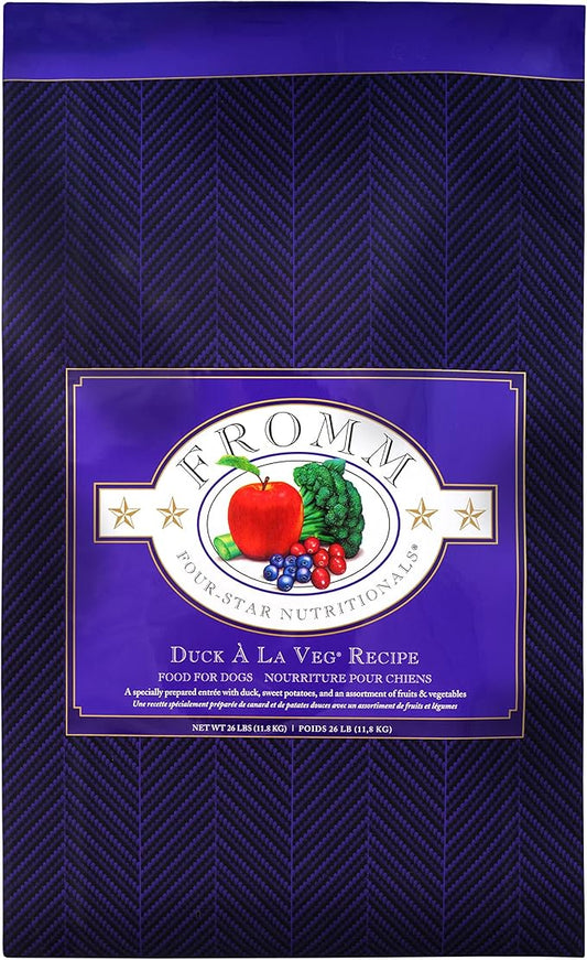 Fromm Four-Star Nutritionals Duck A La Veg Dog Food - Premium Dry Dog Food - Duck Recipe - 26 lb - PAWPICO