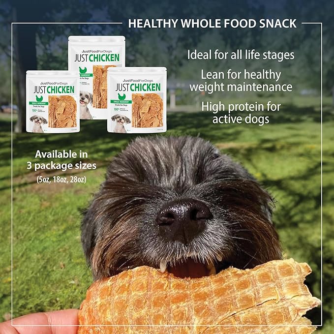 JustFoodForDogs Healthy Dog Treats, Single-Ingredient, Chicken Breast, 5 oz - PAWPICO