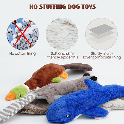 Nocciola 2-in-1 No Stuffing Crinkle Dog Toys with Soft and Durable Fabric, Holds Water Bottles, 2 Extra Long & 3 Regular Size Stuffless Dog Toys, Squeaky Dog Toys for Small to Large Dog - PAWPICO