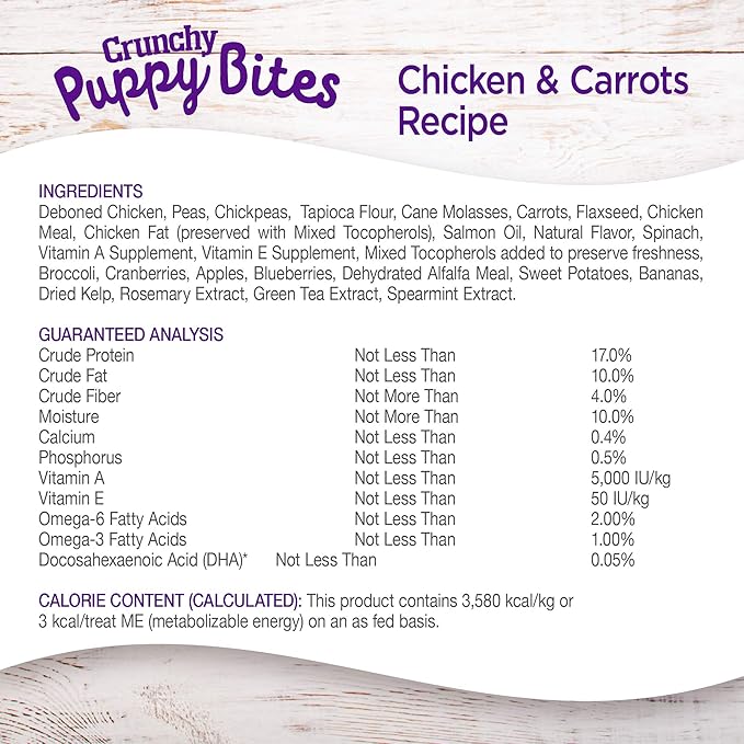 Wellness Crunchy Puppy Bites Natural Grain-Free Treats for Training, Dog Treats with Real Meat and DHA, No Artificial Flavors (Crunchy Chicken & Carrots, 6-Ounce Bag) - PAWPICO